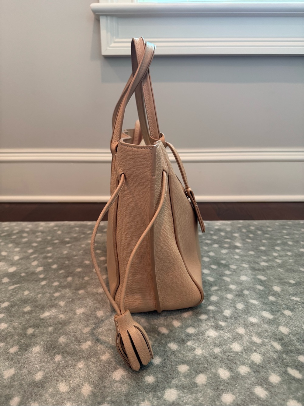 Longchamp Blush Pebbled Leather Tote with Tassel Accents - Picture 5 of 6